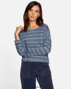 oblečení RVCA ženy Countdown ii pletený top s dlouhým rukávem modrá břidlice BN4N081340