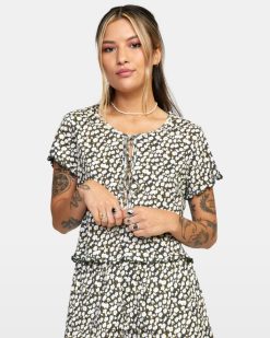 oblečení RVCA ženy ve vašich snech pletený top pointelle Černá BN4N081625