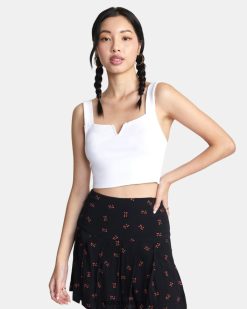 oblečení RVCA ženy zkrácené tílko pro potěšení šeptat bílý BN4N081484