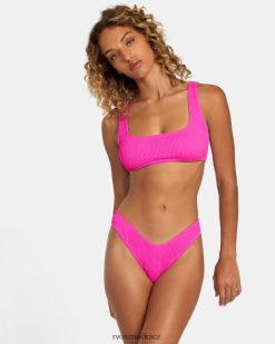 plavat RVCA ženy drážky textura bralette horní díl bikin fluro růžová BN4N081103