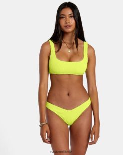 plavat RVCA ženy drážky textura bralette horní díl bikin neonově žlutá BN4N081108