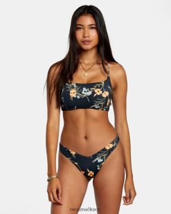 plavat RVCA ženy květovaný vršek bikin crossback Černá BN4N081223