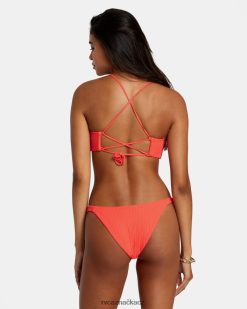 plavat RVCA ženy střední spodní díl bikin s pevným pruhem neonová červená BN4N081176