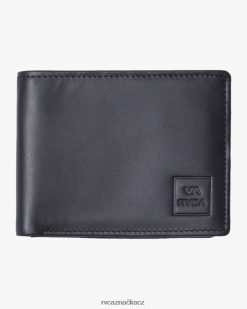 Příslušenství RVCA muži cedrová dvouskládací kožená peněženka Černá BN4N08779